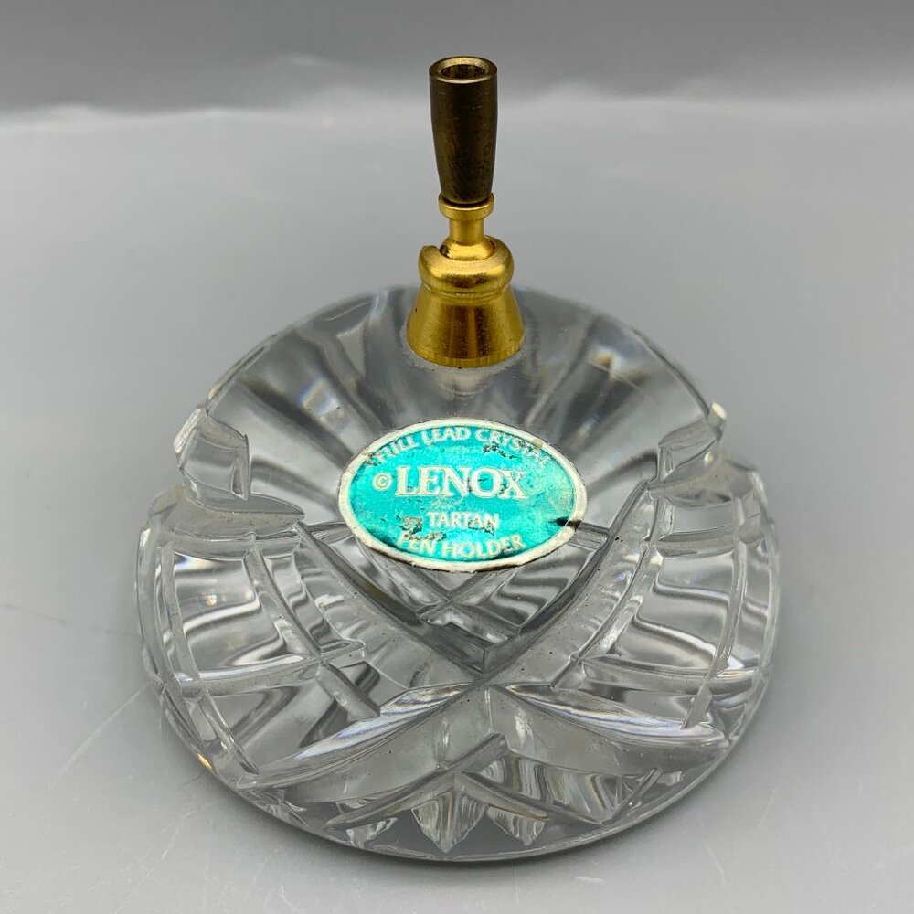Vintage Lenox Full Lead Crystal Tartan Pen Holder